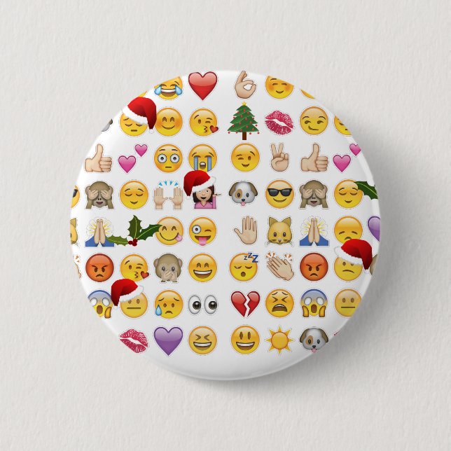 christmas emojis 6 cm round badge (Front)