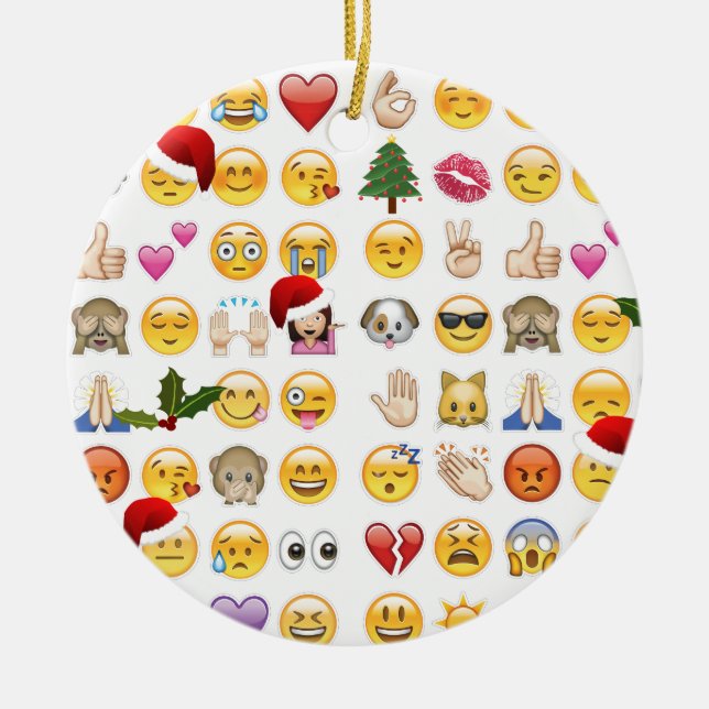 christmas emojis ceramic tree decoration (Front)