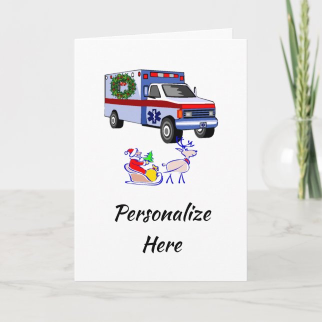 Christmas EMS Santa Ambulance Card (Front)