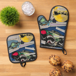 'Christmas Encounters' Painting on a Oven Mitt & Pot Holder Set