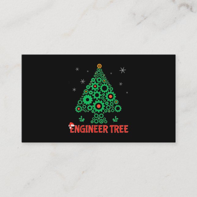 Christmas Engineer Tree Mechanical Engineering Business Card (Front)