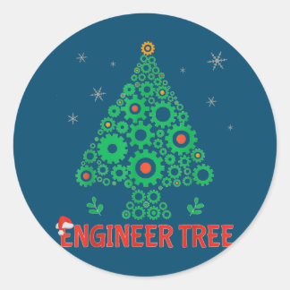 Christmas Engineer Tree Mechanical Engineering Classic Round Sticker