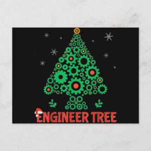 Christmas Engineer Tree Mechanical Engineering Holiday Postcard