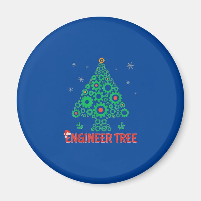 Christmas Engineer Tree Mechanical Engineering Magnet (Front)