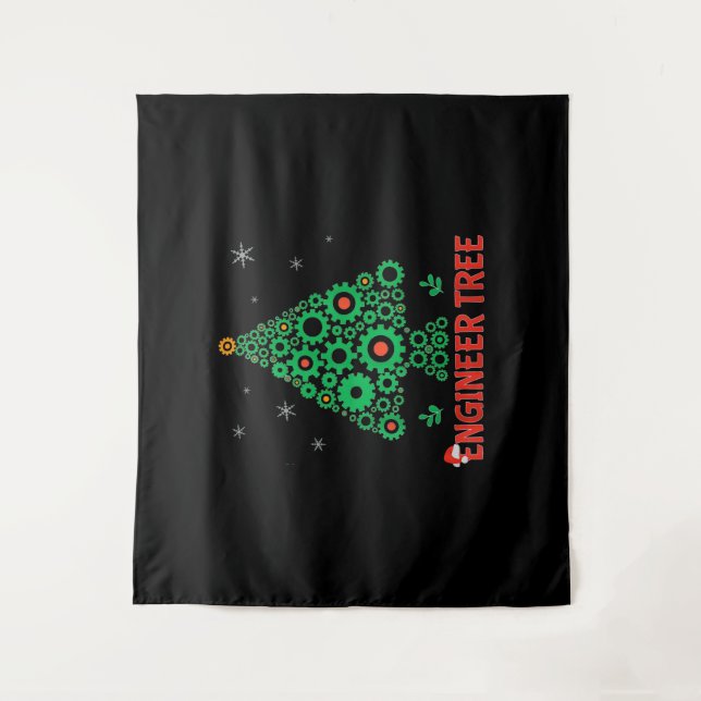 Christmas Engineer Tree Mechanical Engineering Tapestry (Front)