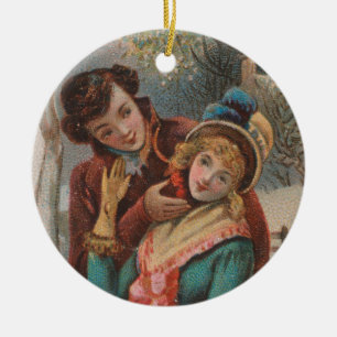 Christmas, England-Vintage Victorian Era Ad, 1980 Ceramic Tree Decoration