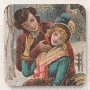 Christmas, England-Vintage Victorian Era Ad, 1980 Coaster
