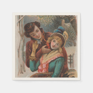 Christmas, England-Vintage Victorian Era Ad, 1980 Napkin