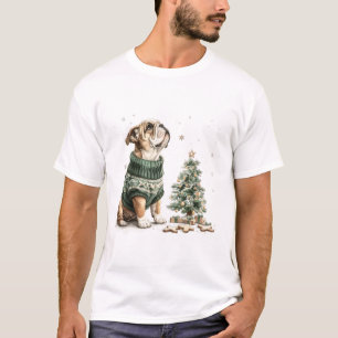 Christmas English Bulldog Christmas Tree T-Shirt