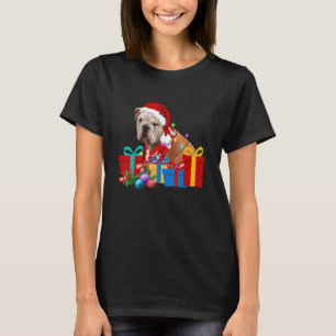 Christmas English Bulldog Dog Xmas Lights Santa Ha T-Shirt