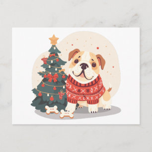 Christmas English Bulldog Holiday Sweater Postcard