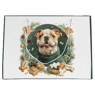 Christmas English Bulldog Large Gift Bag
