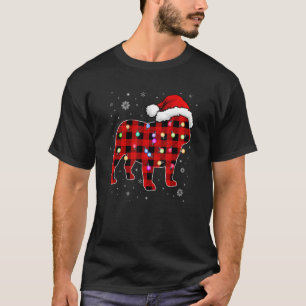 Christmas English Bulldog Red Plaid Santa Claus Do T-Shirt