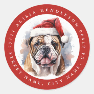 Christmas English Bulldog Round Stickers