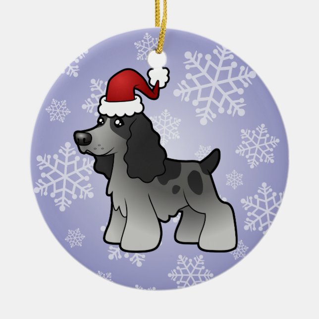 Christmas English Cocker Spaniel Ceramic Tree Decoration (Front)