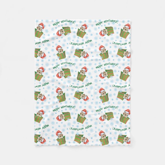 Christmas English Setter Fleece Blanket (Front)