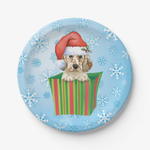 Christmas English Setter Paper Plate