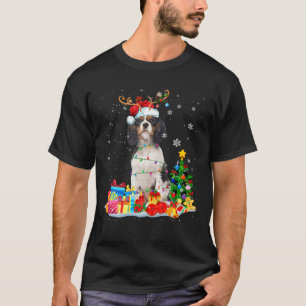 Christmas English Springer Spaniel Lights Reindeer T-Shirt