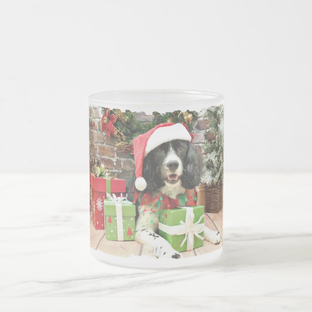 Christmas - English Springer Spaniel - Lucy Frosted Glass Coffee Mug (Center)