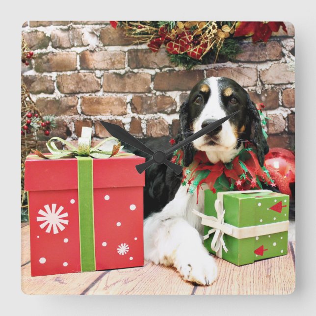Christmas - English Springer Spaniel - Mac Square Wall Clock (Front)