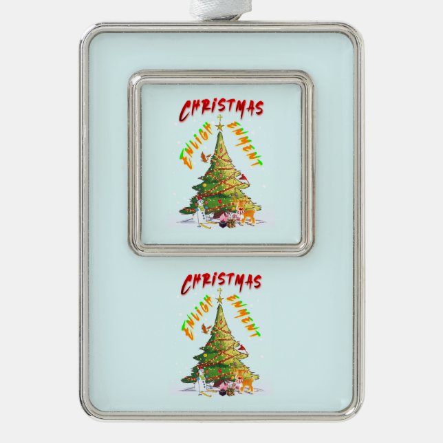 Christmas Enlightenment Silver Plated Framed Ornament (Front)