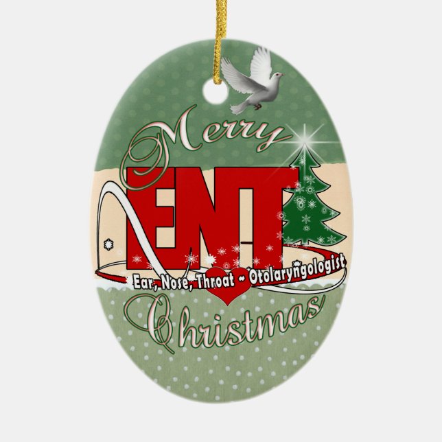 CHRISTMAS ENT DOCTOR EAR, NOSE, THROAT CERAMIC TREE DECORATION (Front)