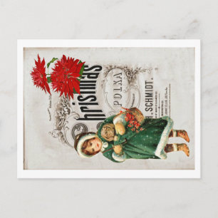 Christmas Ephemera Ad Cute Girl Red Chrysanthemum Postcard