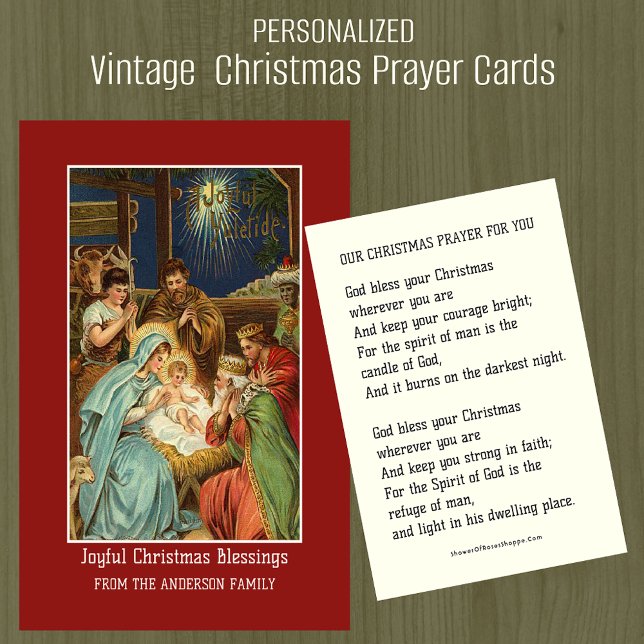 Christmas Epiphany Nativity Personalised Prayer  Business Card (Vintage Religious Christmas Prayer Cards to send with Christmas Cards)