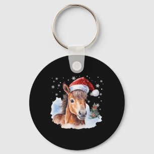 Christmas Equestrian Horse Santa Hat Animal Equest Key Ring
