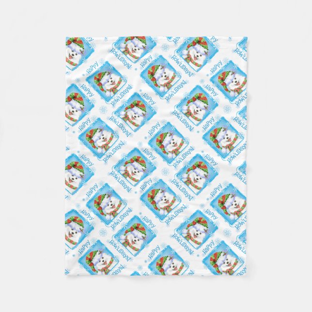 Christmas Eskie Fleece Blanket (Front)