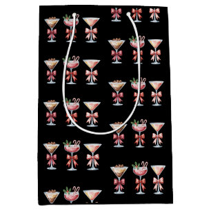 Christmas Espresso Martini Candy Cane Bow Holiday Medium Gift Bag