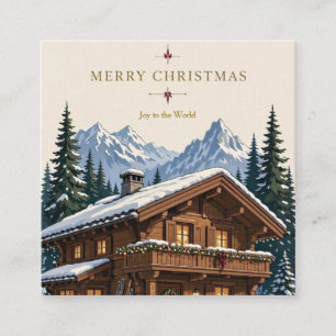 Christmas European Alpine Chalet Snowy Mountain Enclosure Card