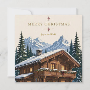 Christmas European Alpine Chalet Snowy Mountain Invitation