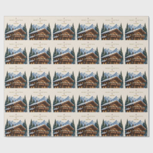 Christmas European Alpine Chalet Snowy Mountain Wrapping Paper