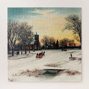Christmas Eve, 1889, vintage painting, Jigsaw Puzzle