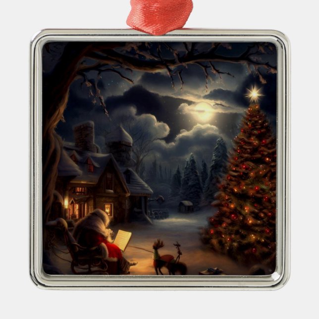 Christmas Eve 2 Metal Tree Decoration (Front)