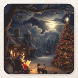 Christmas Eve 2 Square Paper Coaster