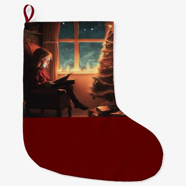 Christmas Eve 3 Large Christmas Stocking (Front)