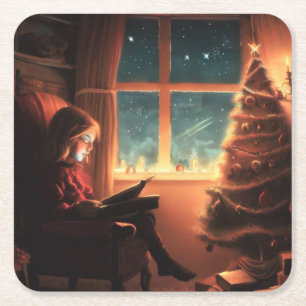 Christmas Eve 3 Square Paper Coaster