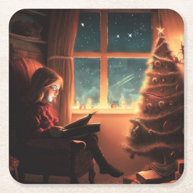 Christmas Eve 3 Square Paper Coaster (Front)