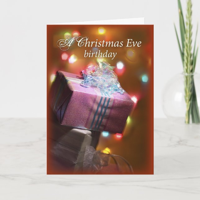 Christmas Eve Birthday Present Card (Front)