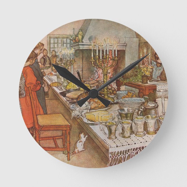 Christmas Eve Carl Larsson 1904 Round Clock (Front)