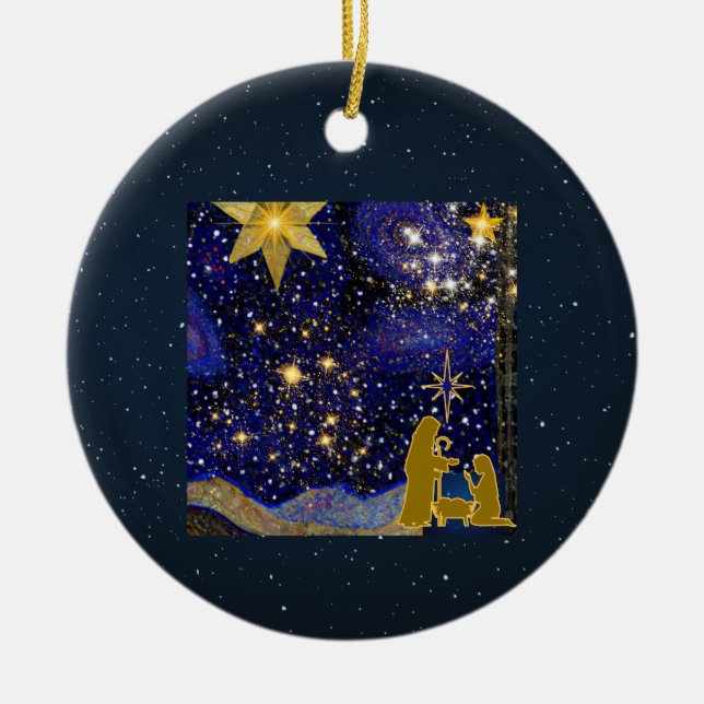 Christmas Eve Ceramic Tree Decoration (Front)