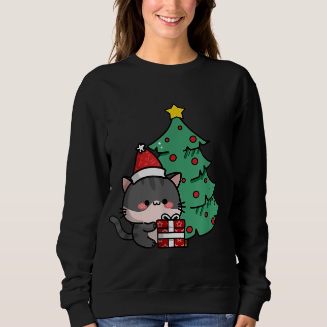 Christmas Eve Christmas Cat Sweatshirt (Front)