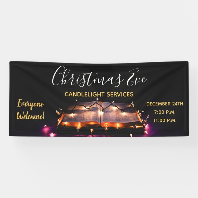Christmas Eve Church Candlelight Service Banner (Horizontal)