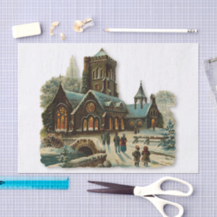 Christmas Eve Church Victorian Carols Christian Tissue Paper