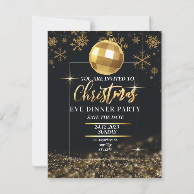 Christmas Eve Dinner Party invitation Card (Front)
