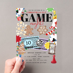 Christmas Eve Family Game Night Board Games Acrylic Invitations