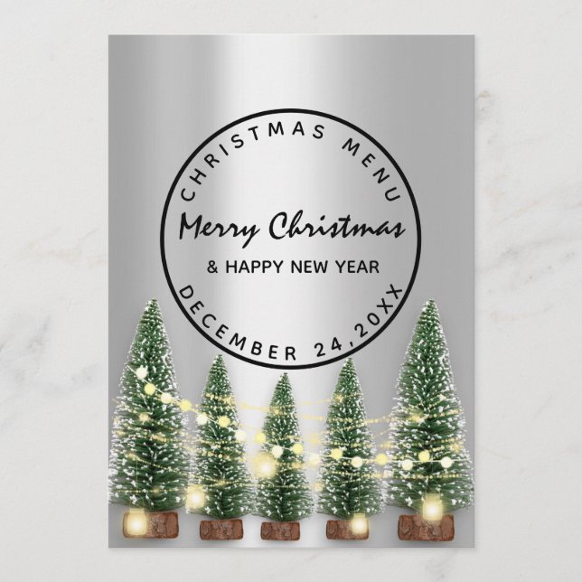 Christmas Eve Holiday Winter Menu Light Green Grey (Front)