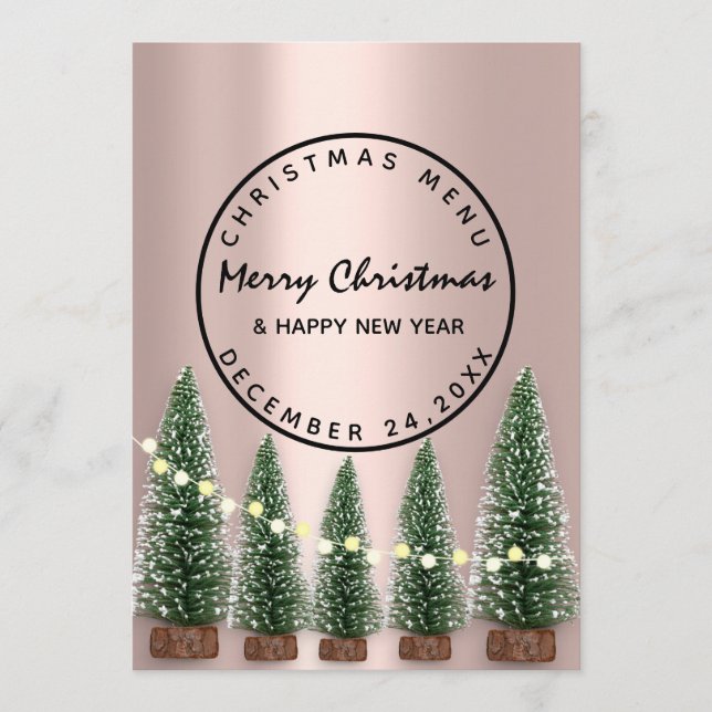 Christmas Eve Holiday Winter Menu Light Green Rose (Front)